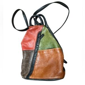 Vintage JBE GUC Colorful Leather Patchwork Backpack